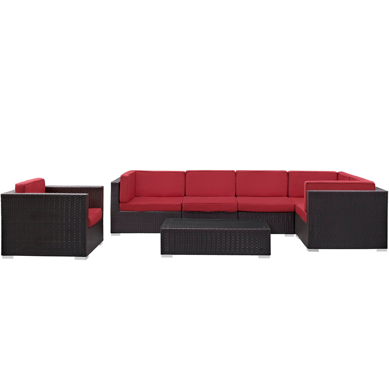 Tavara 7-Piece Alfresco Sectional Set, Espresso & Red