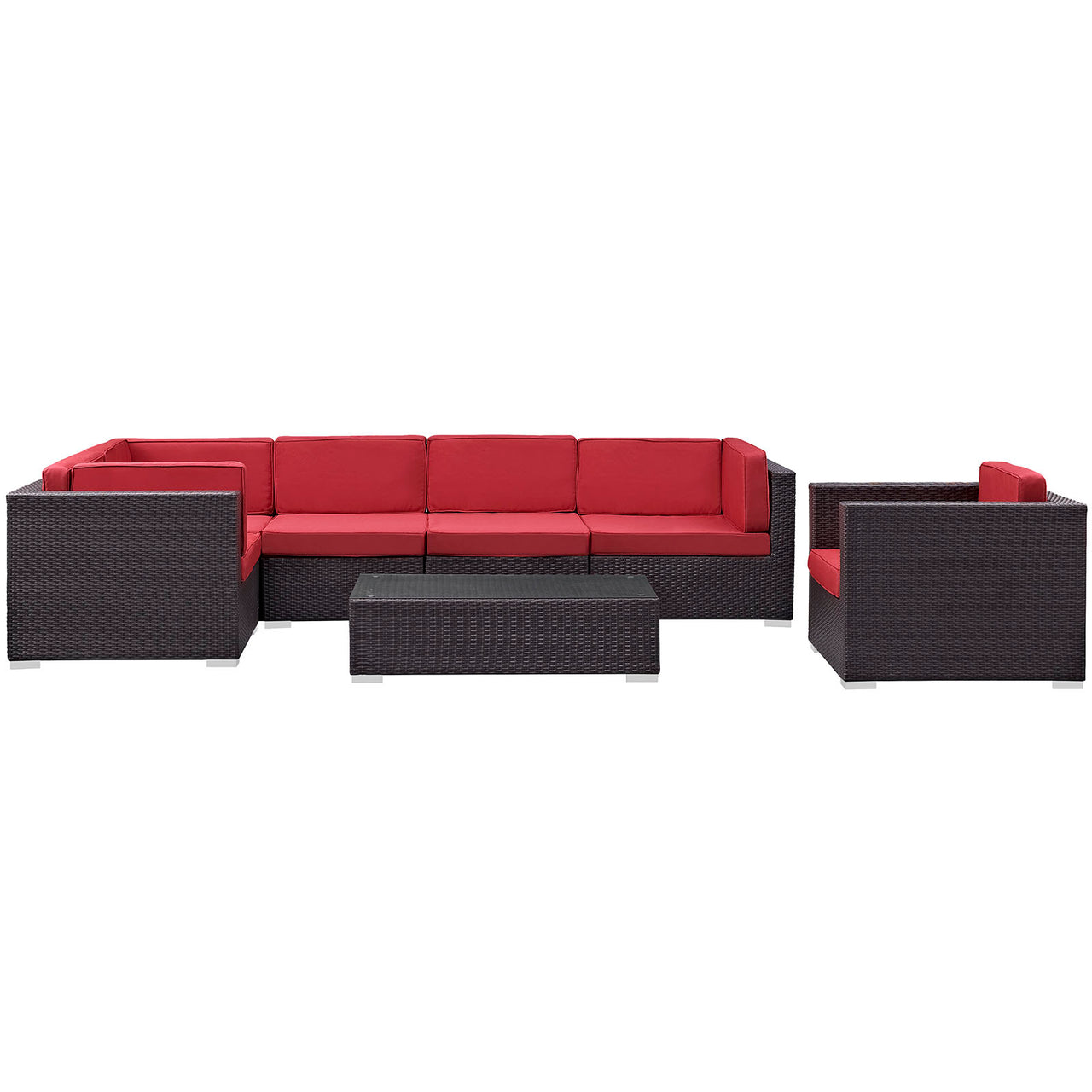 Tavara 7-Piece Alfresco Sectional Set, Espresso & Red