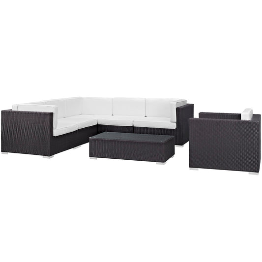 Tavara 7-Piece Alfresco Sectional Set, Espresso & White