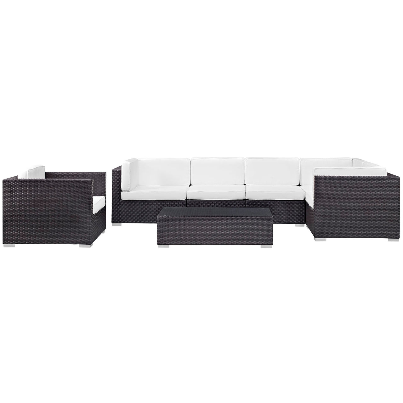 Tavara 7-Piece Alfresco Sectional Set, Espresso & White