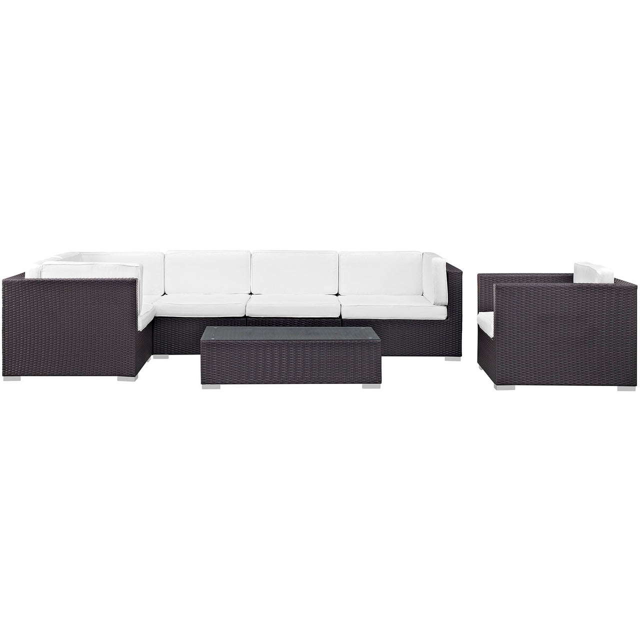 Tavara 7-Piece Alfresco Sectional Set, Espresso & White