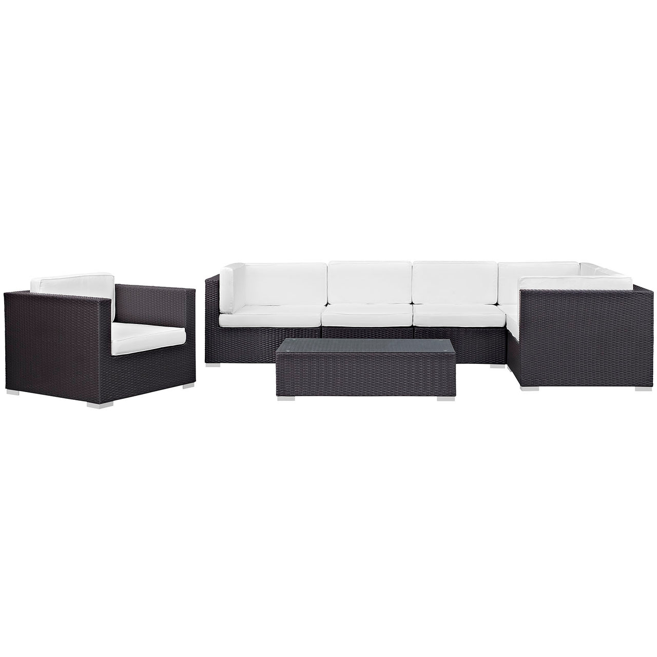 Tavara 7-Piece Alfresco Sectional Set, Espresso & White