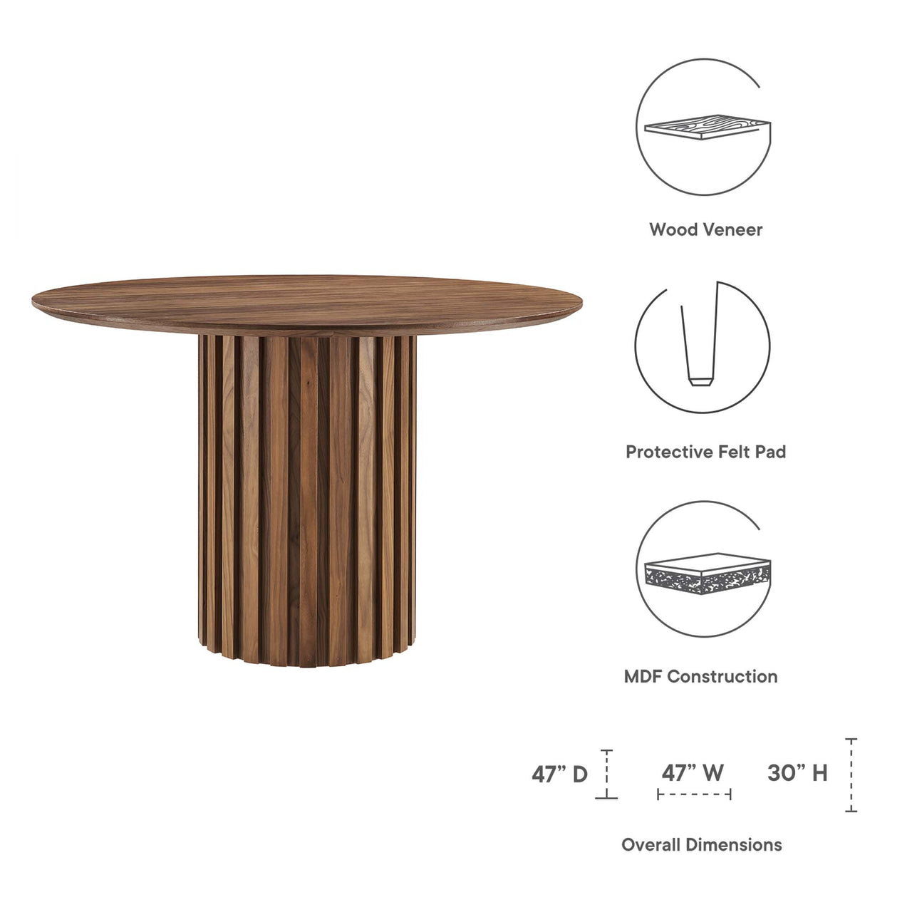 Cognizant Round Dining Table, Walnut