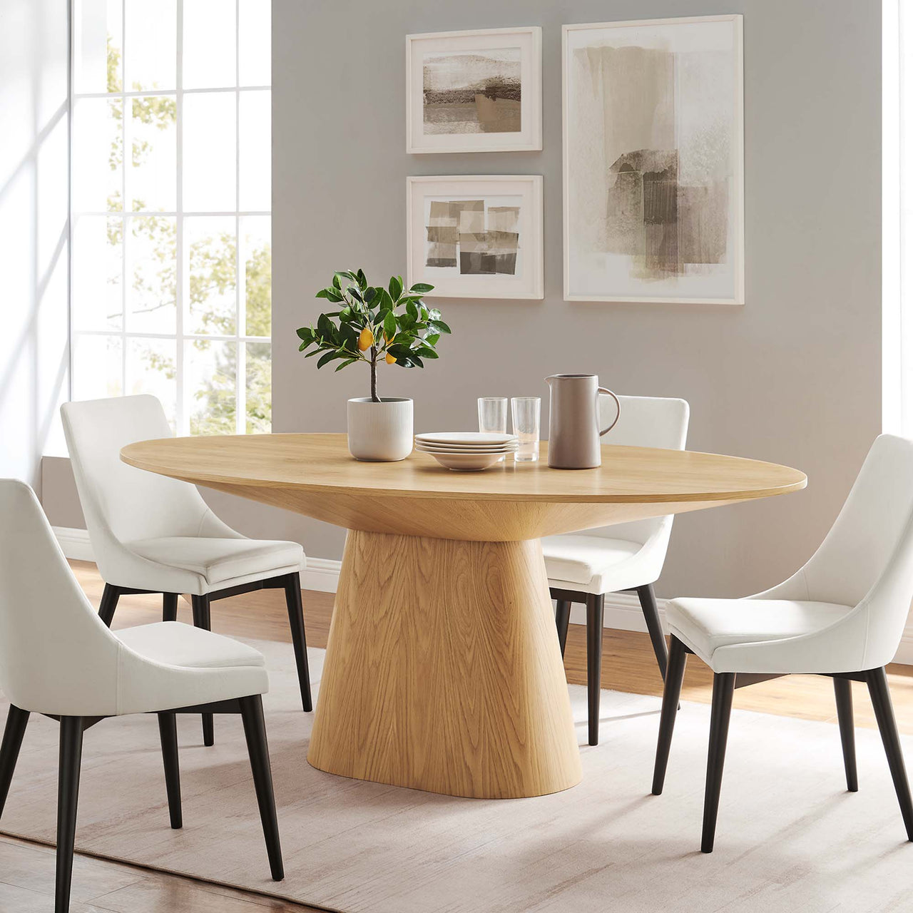 Oblique Oval Dining Table, Oak