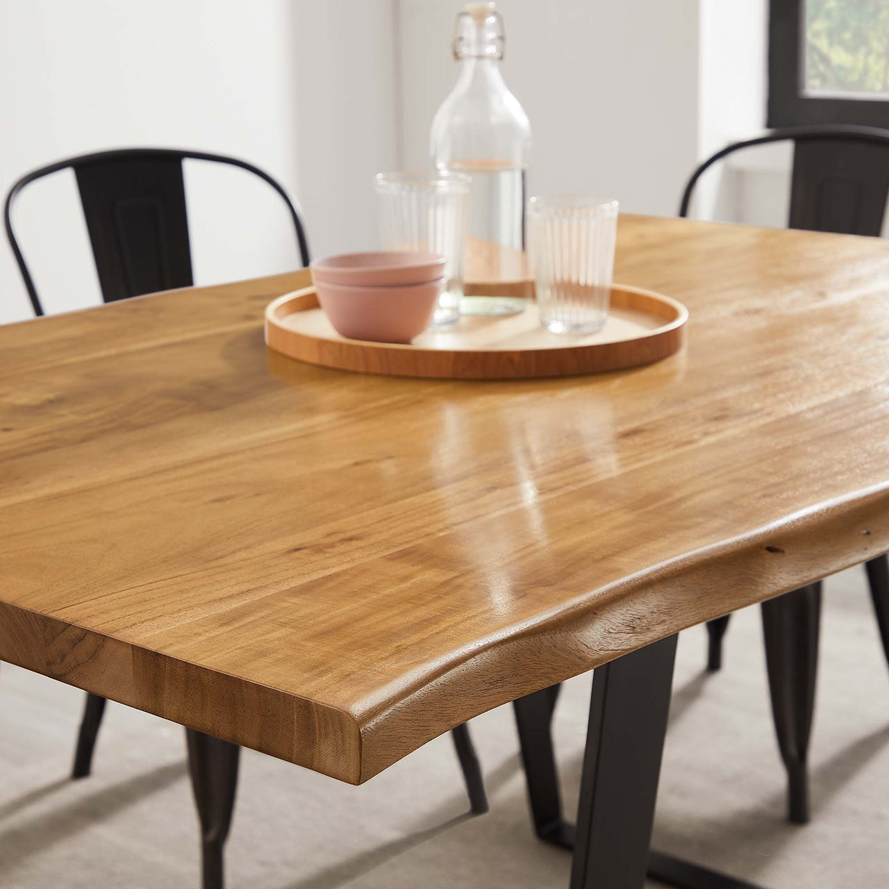 Avassa Live Edge Acacia Dining Table, Small, Natural Wood