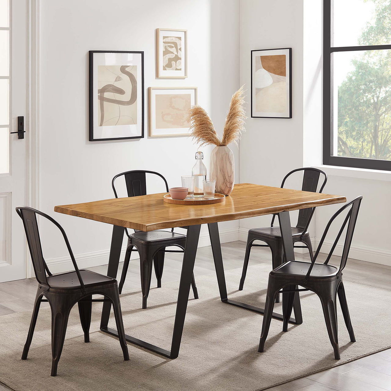 Avassa Live Edge Acacia Dining Table, Small, Natural Wood