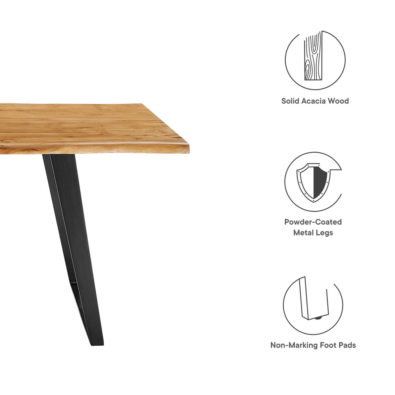 Avassa Live Edge Acacia Dining Table, Small, Natural Wood