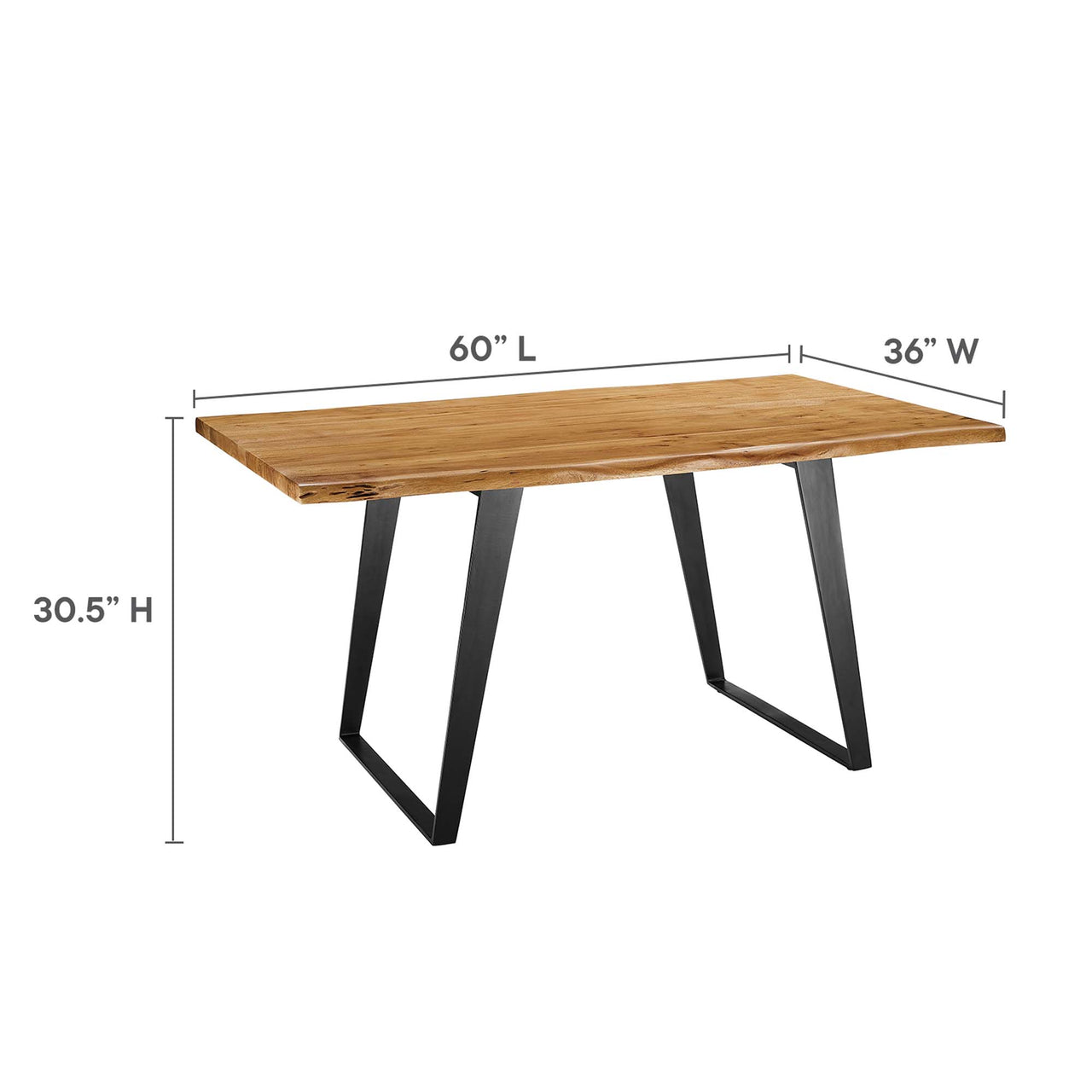 Avassa Live Edge Acacia Dining Table, Small, Natural Wood