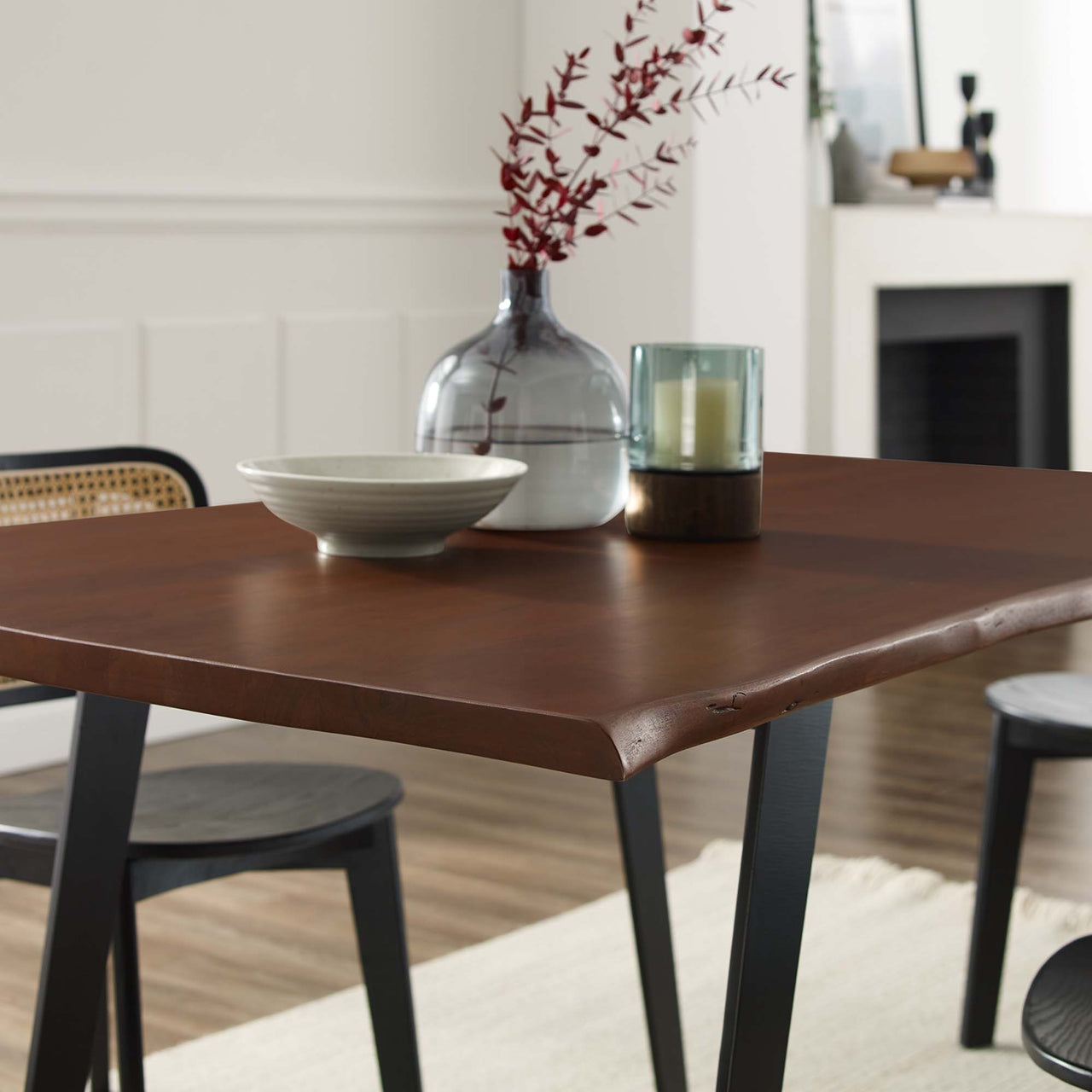 Avassa Live Edge Acacia Dining Table, Small, Walnut