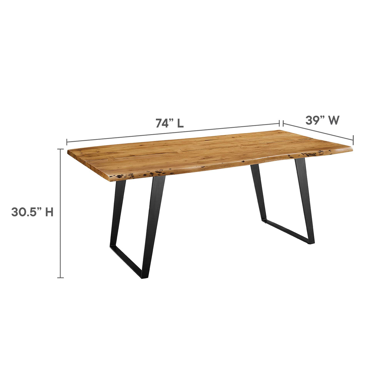 Avassa Live Edge Acacia Dining Table, Medium, Natural Wood