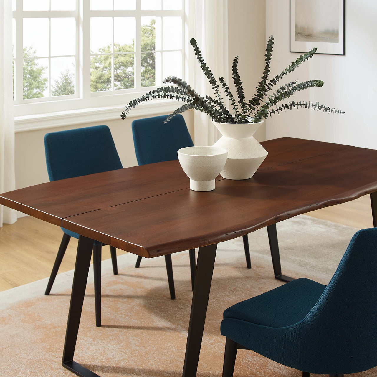 Avassa Live Edge Acacia Dining Table, Medium, Walnut