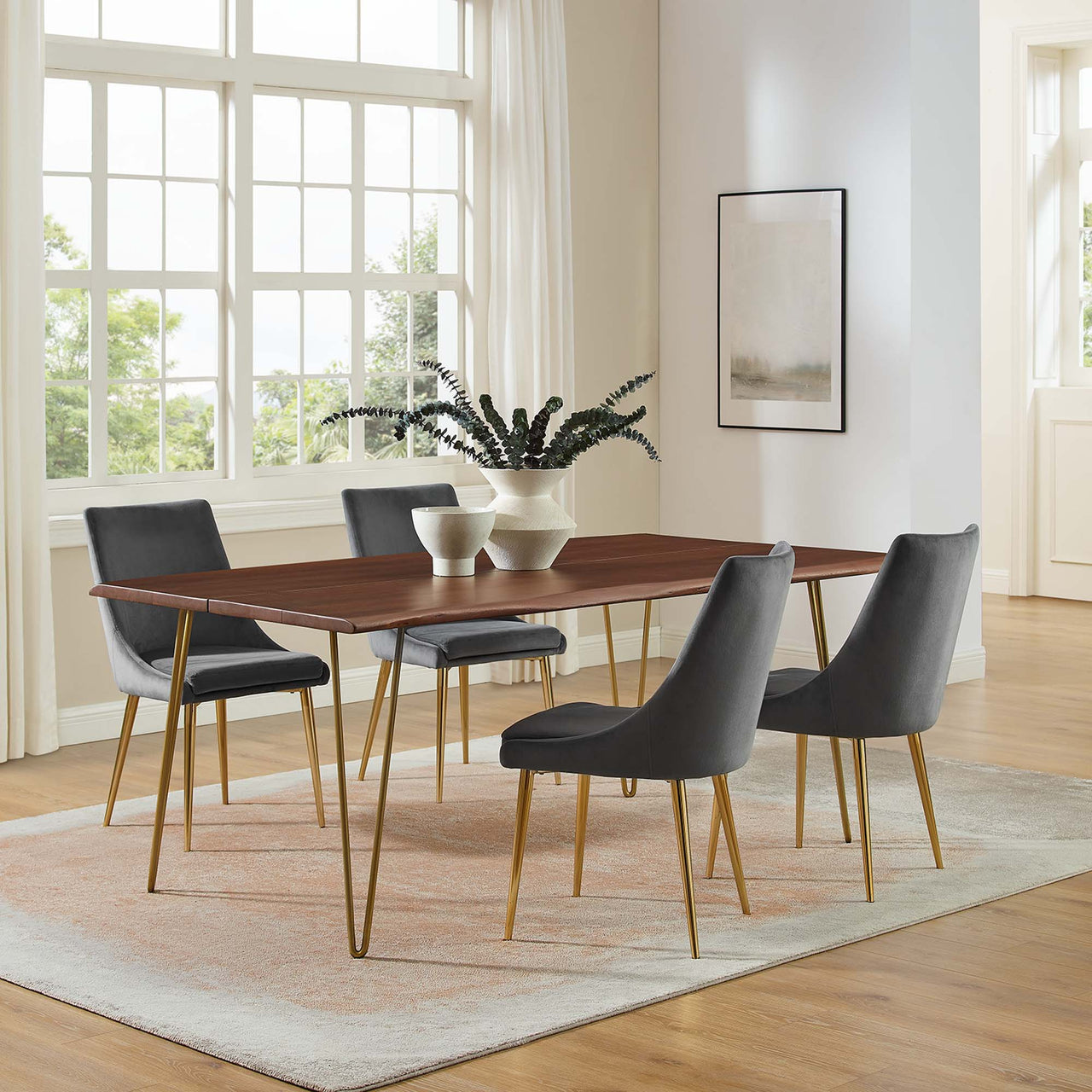Havenwood Live Edge Acacia Dining Table, Medium, Gold & Walnut