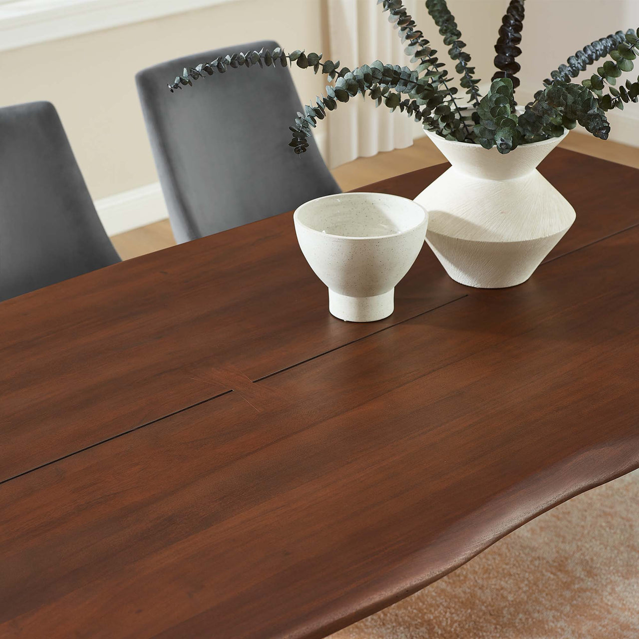 Havenwood Live Edge Acacia Dining Table, Medium, Gold & Walnut