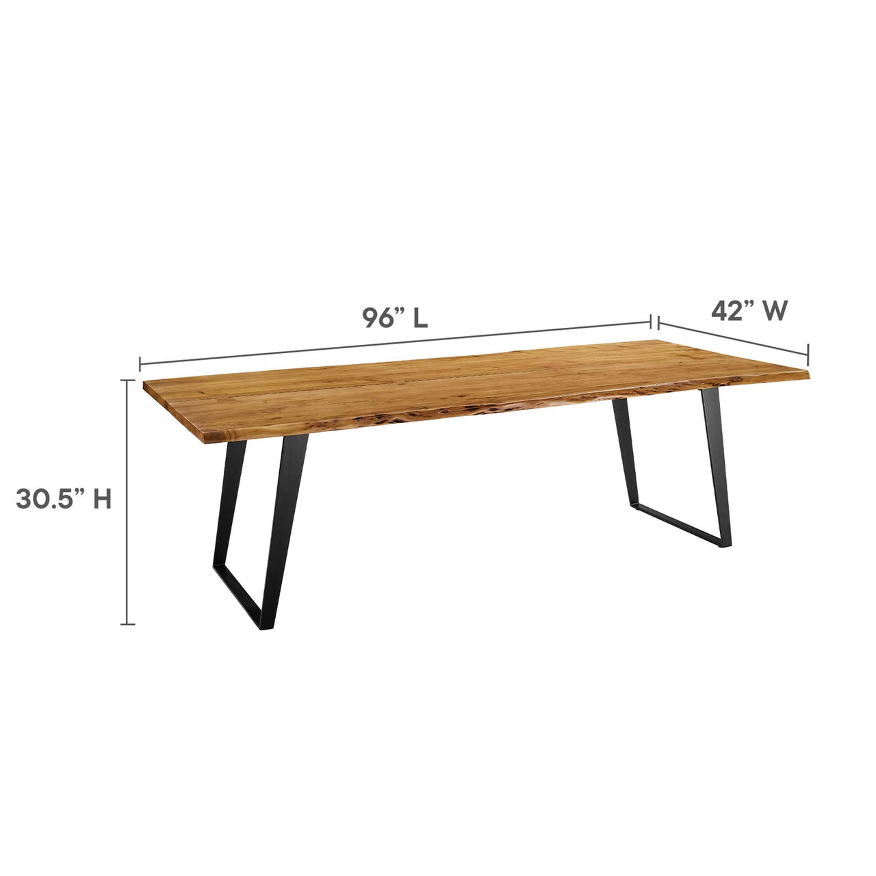 Avassa Live Edge Acacia Dining Table, Large, Natural Wood
