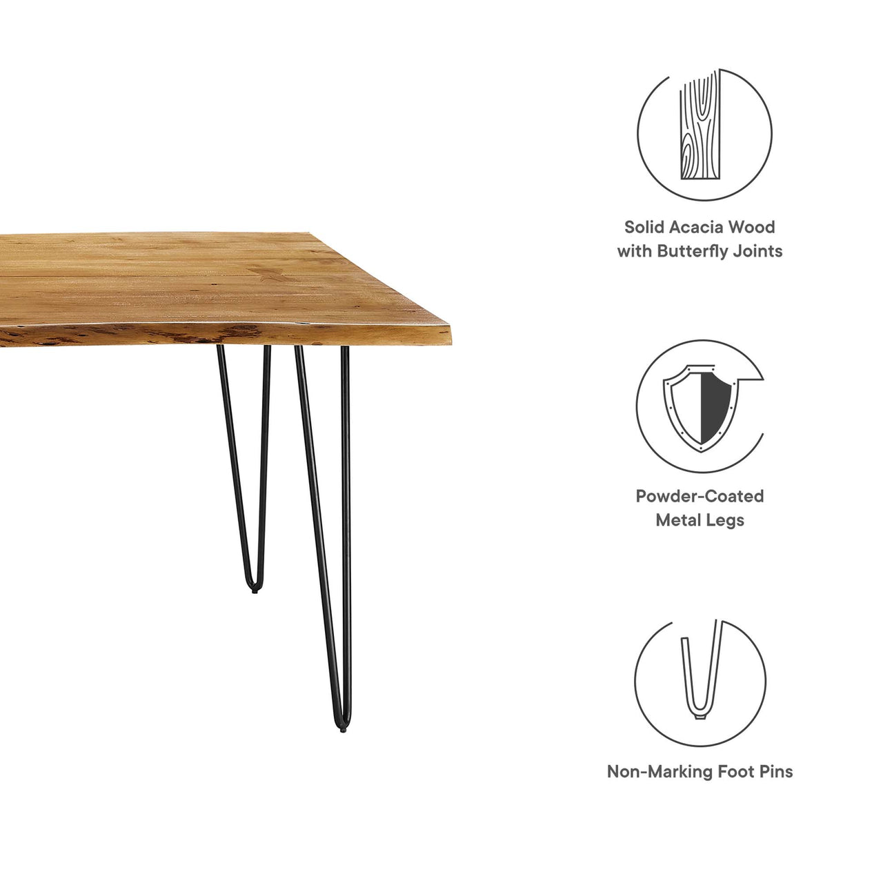 Havenwood Live Edge Acacia Dining Table, Large, Natural Wood