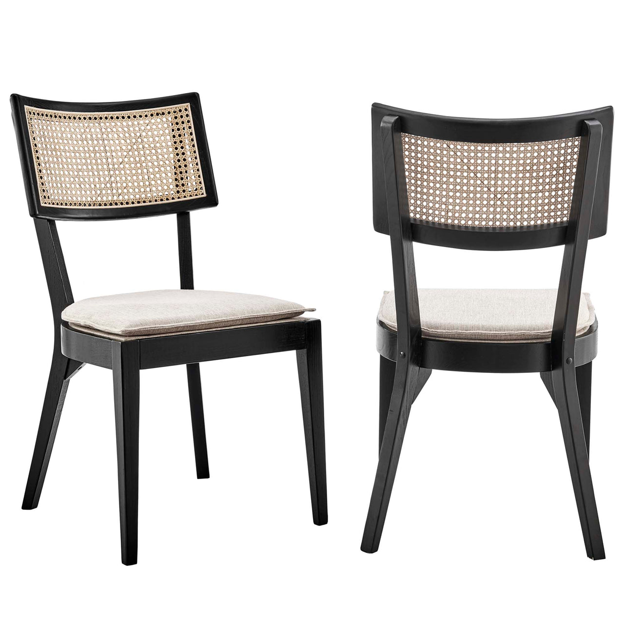 Carriselle Dining Chair Set of 2, Black & Beige