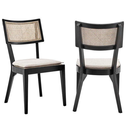 Carriselle Dining Chair Set of 2, Black & Beige