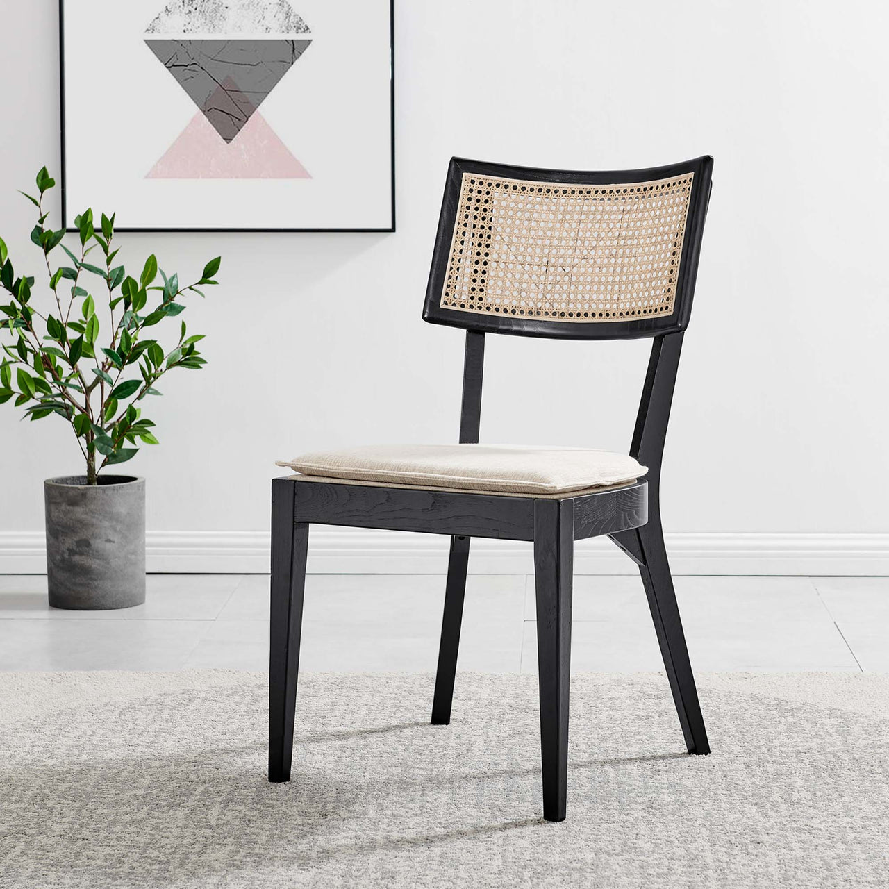 Carriselle Dining Chair Set of 2, Black & Beige