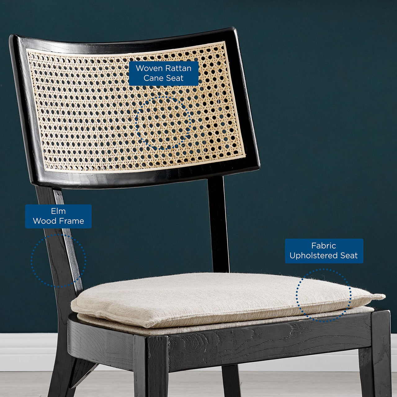 Carriselle Dining Chair Set of 2, Black & Beige