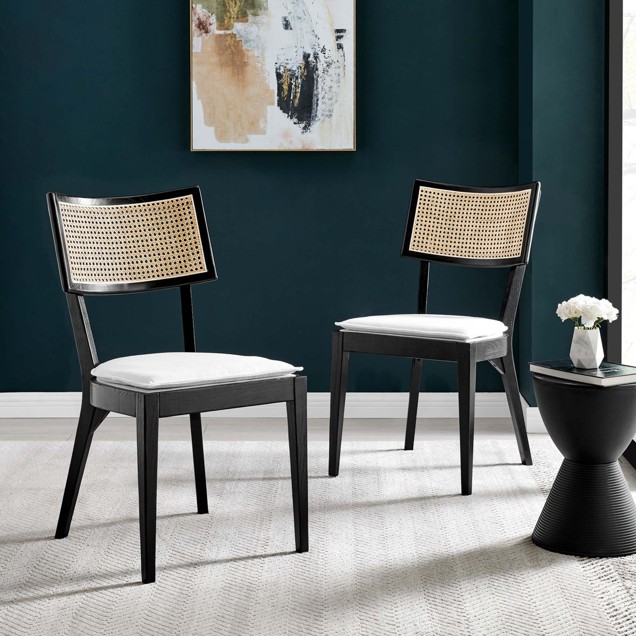 Carriselle Dining Chair Set of 2, Black & White