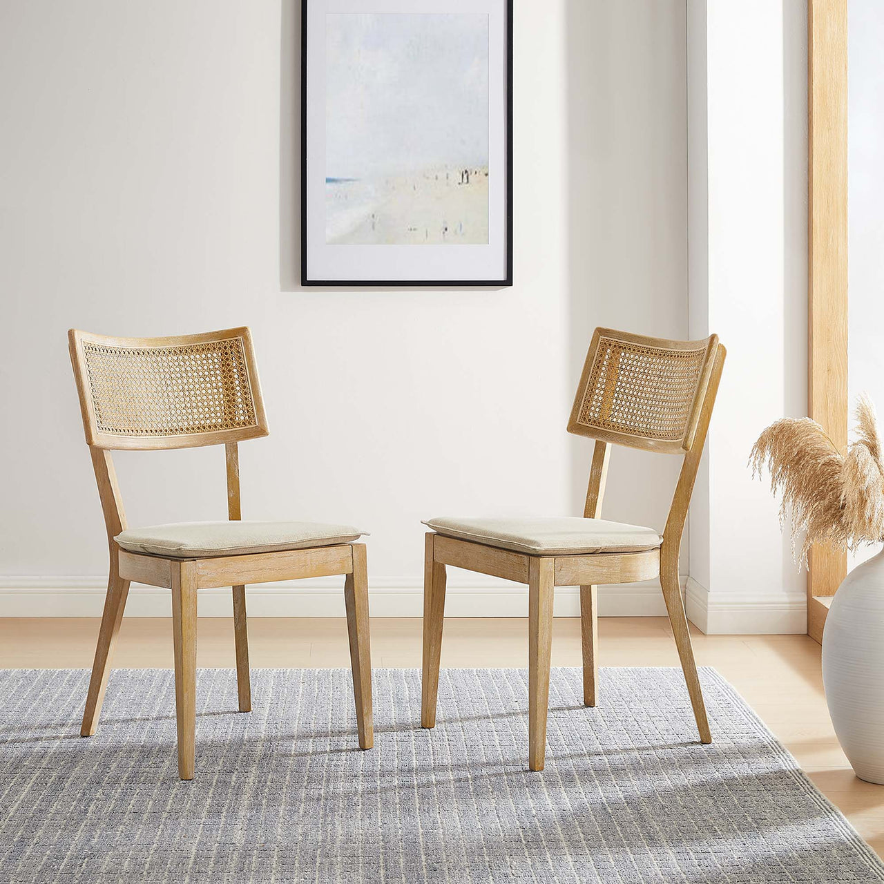 Carriselle Dining Chair Set of 2, Gray & Beige