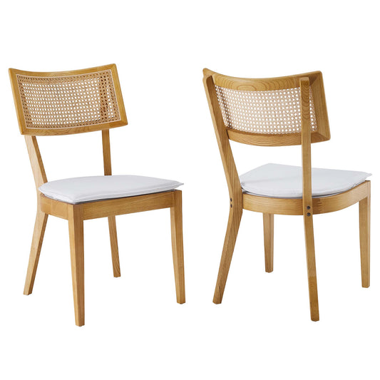 Carriselle Dining Chair Set of 2, Natural Wood & White