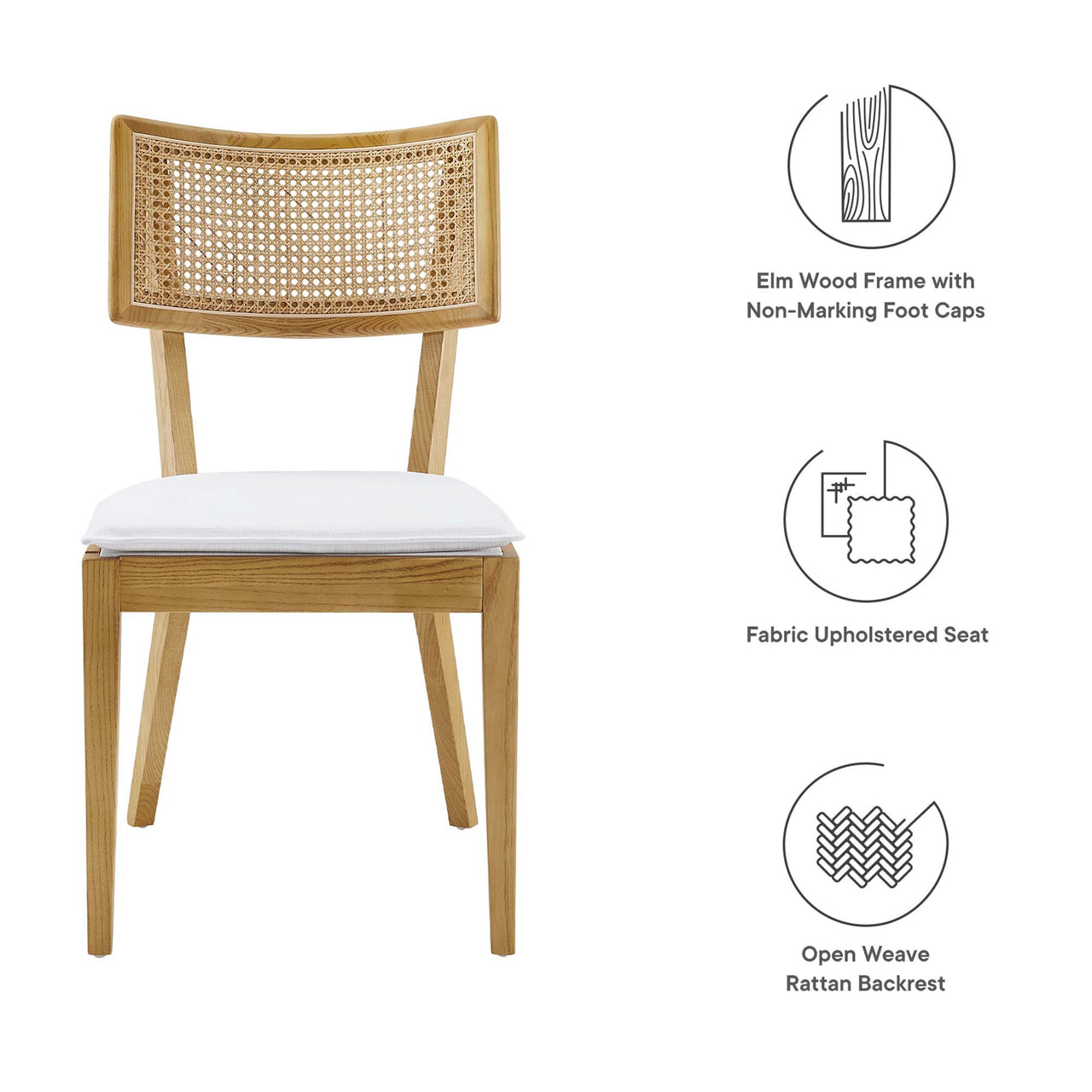 Carriselle Dining Chair Set of 2, Natural Wood & White