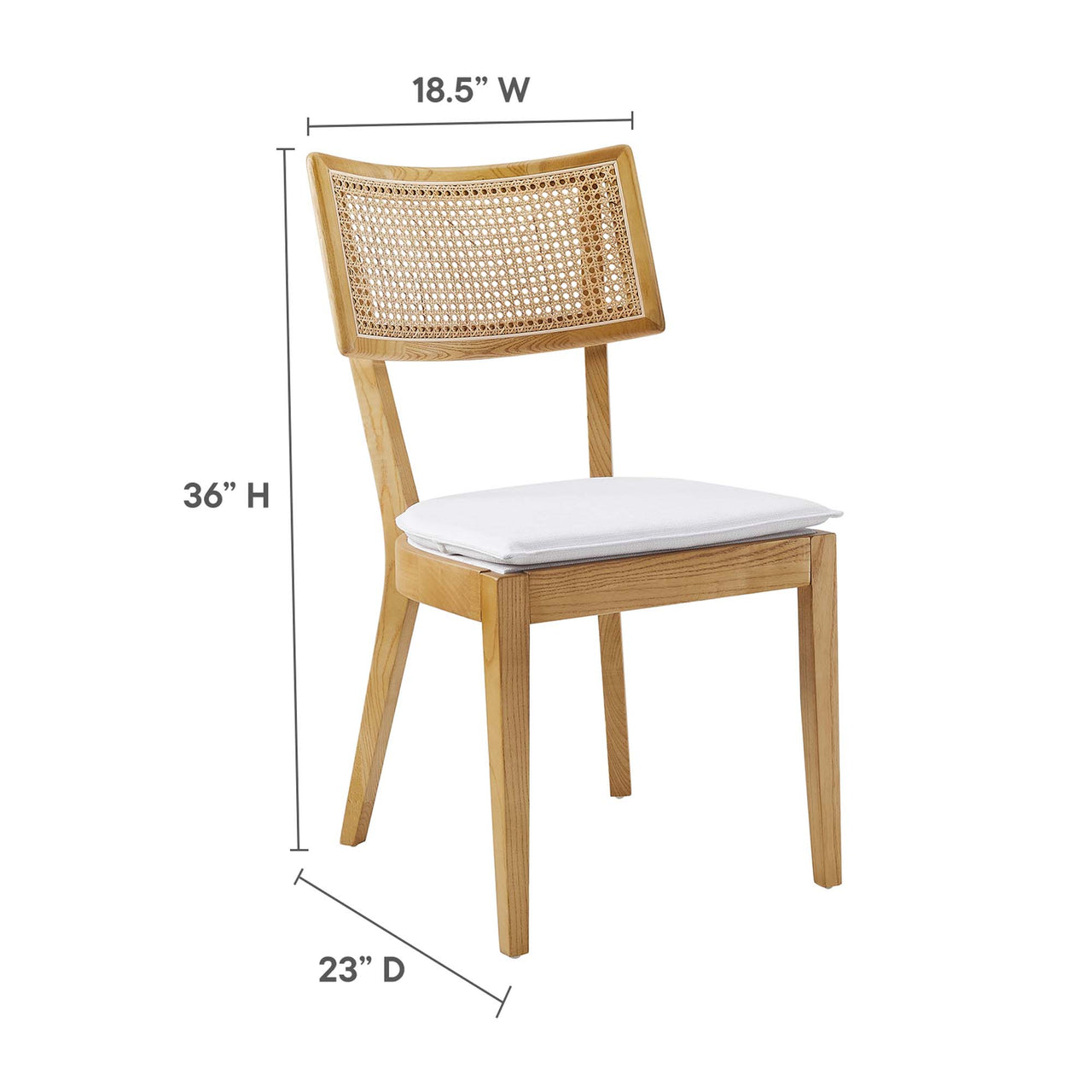 Carriselle Dining Chair Set of 2, Natural Wood & White