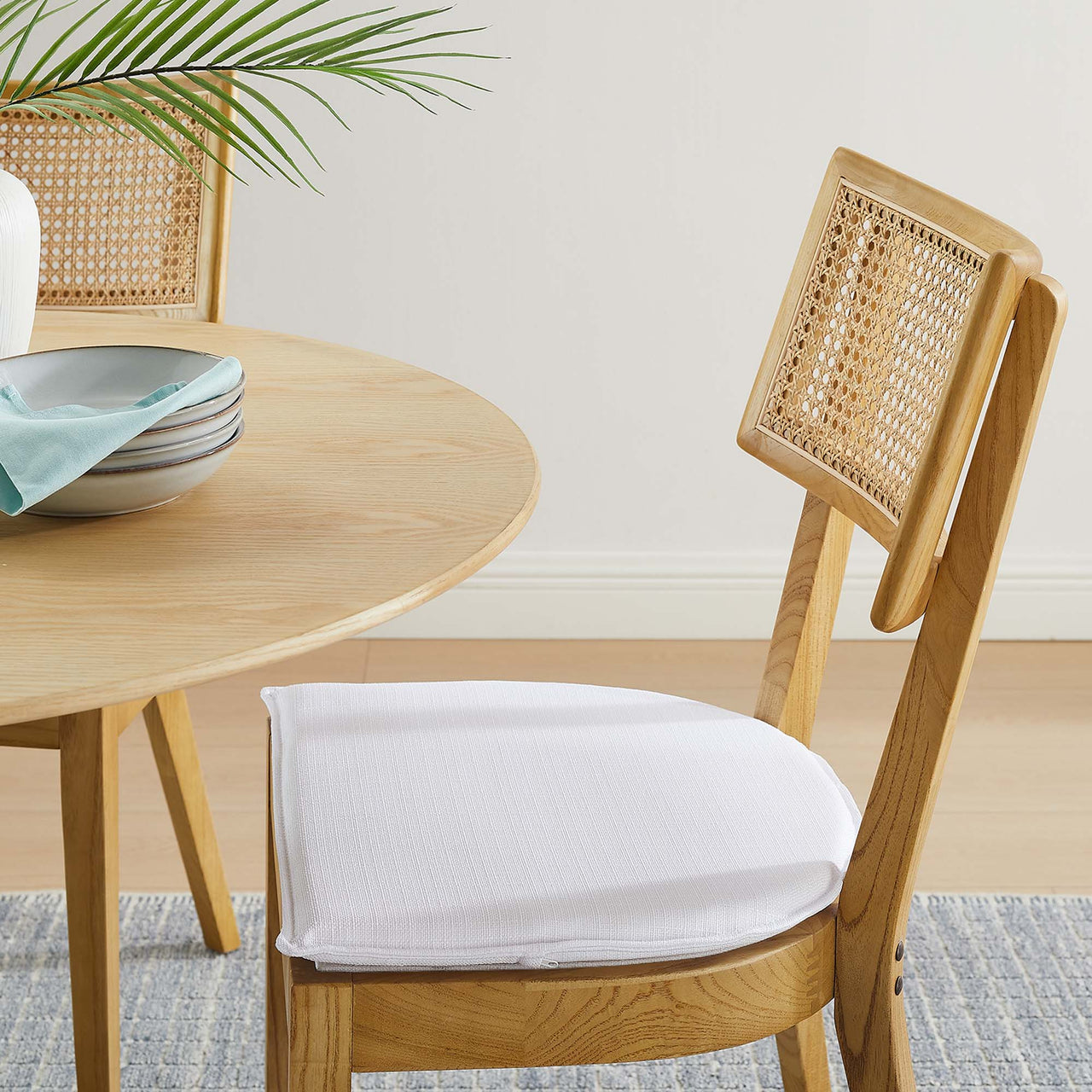 Carriselle Dining Chair Set of 2, Natural Wood & White