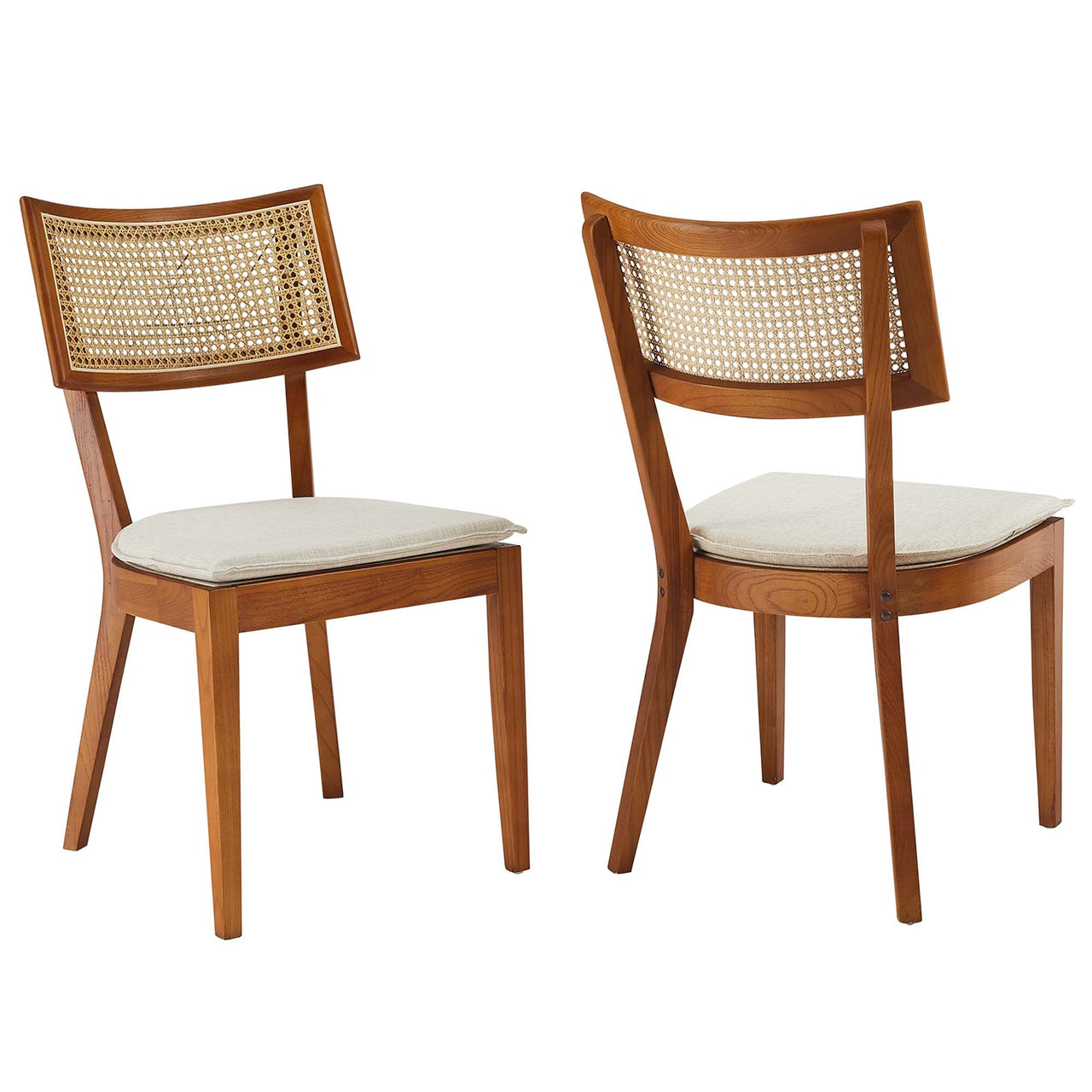 Carriselle Dining Chair Set of 2, Walnut & Beige