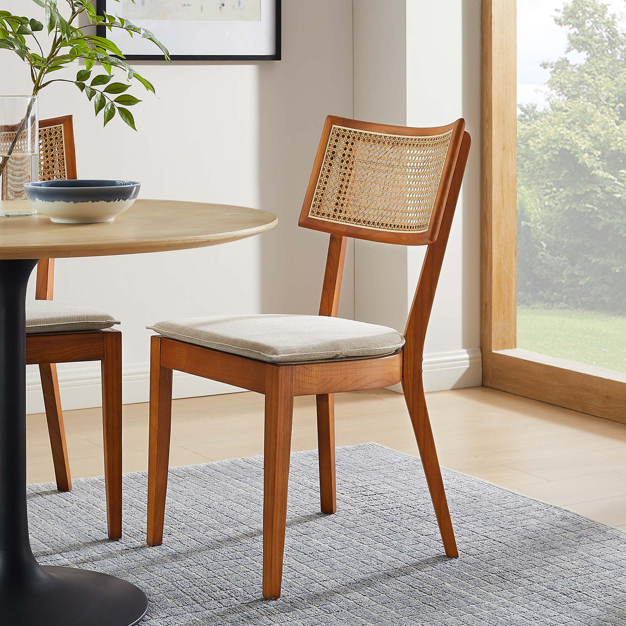 Carriselle Dining Chair Set of 2, Walnut & Beige