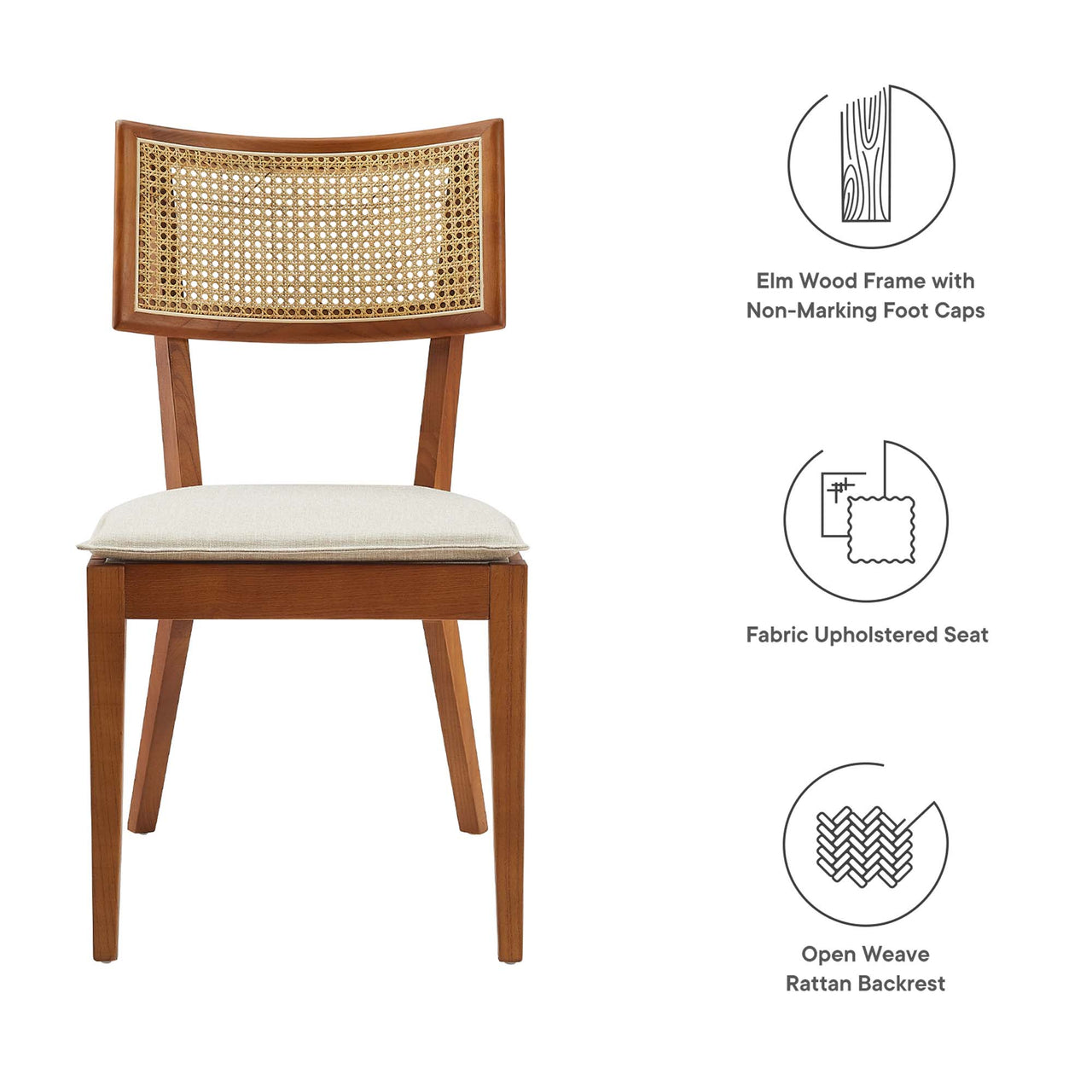 Carriselle Dining Chair Set of 2, Walnut & Beige