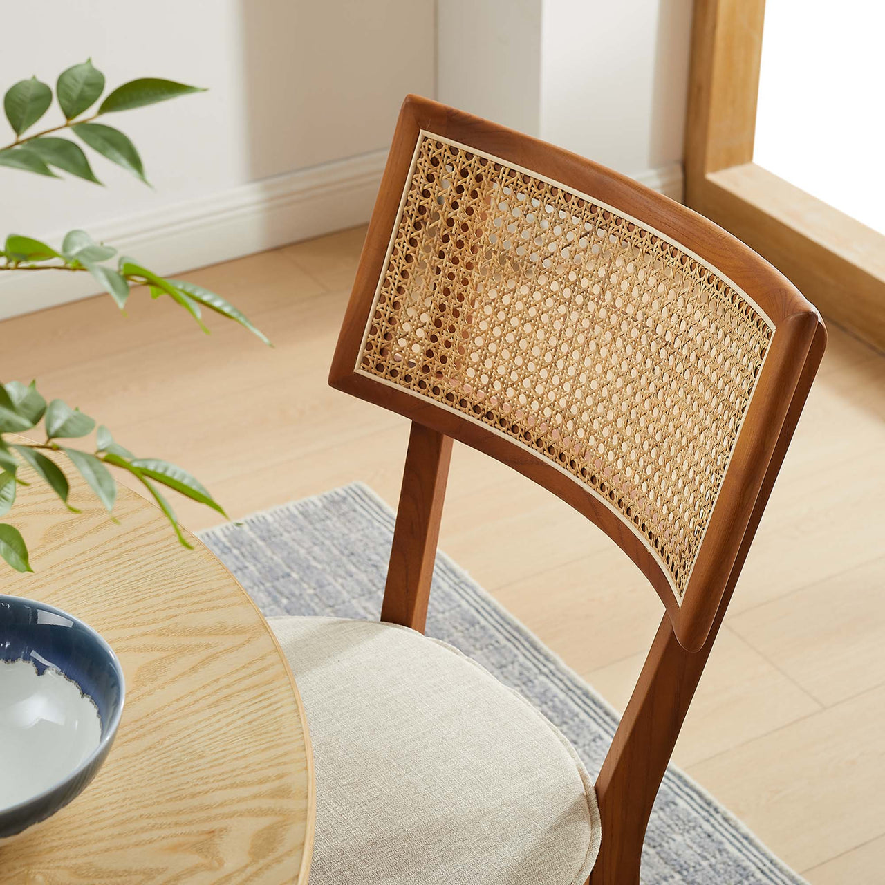 Carriselle Dining Chair Set of 2, Walnut & Beige