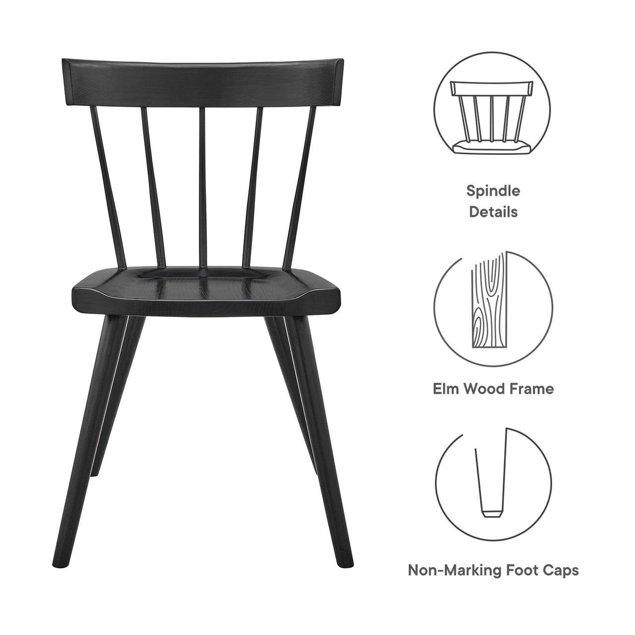 Goldilocks Dining Chair Set of 2, Black
