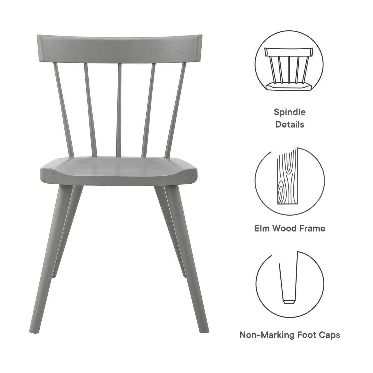 Goldilocks Dining Chair Set of 2, Light Gray