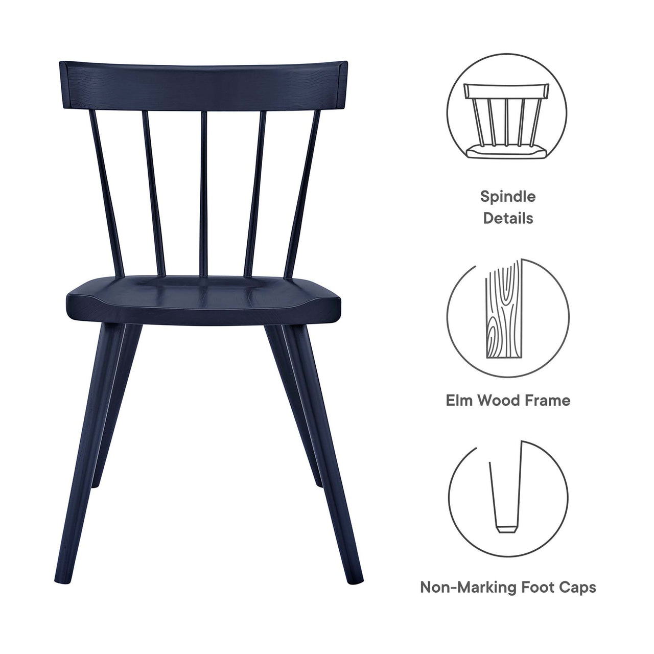 Goldilocks Dining Chair Set of 2, Dark Blue