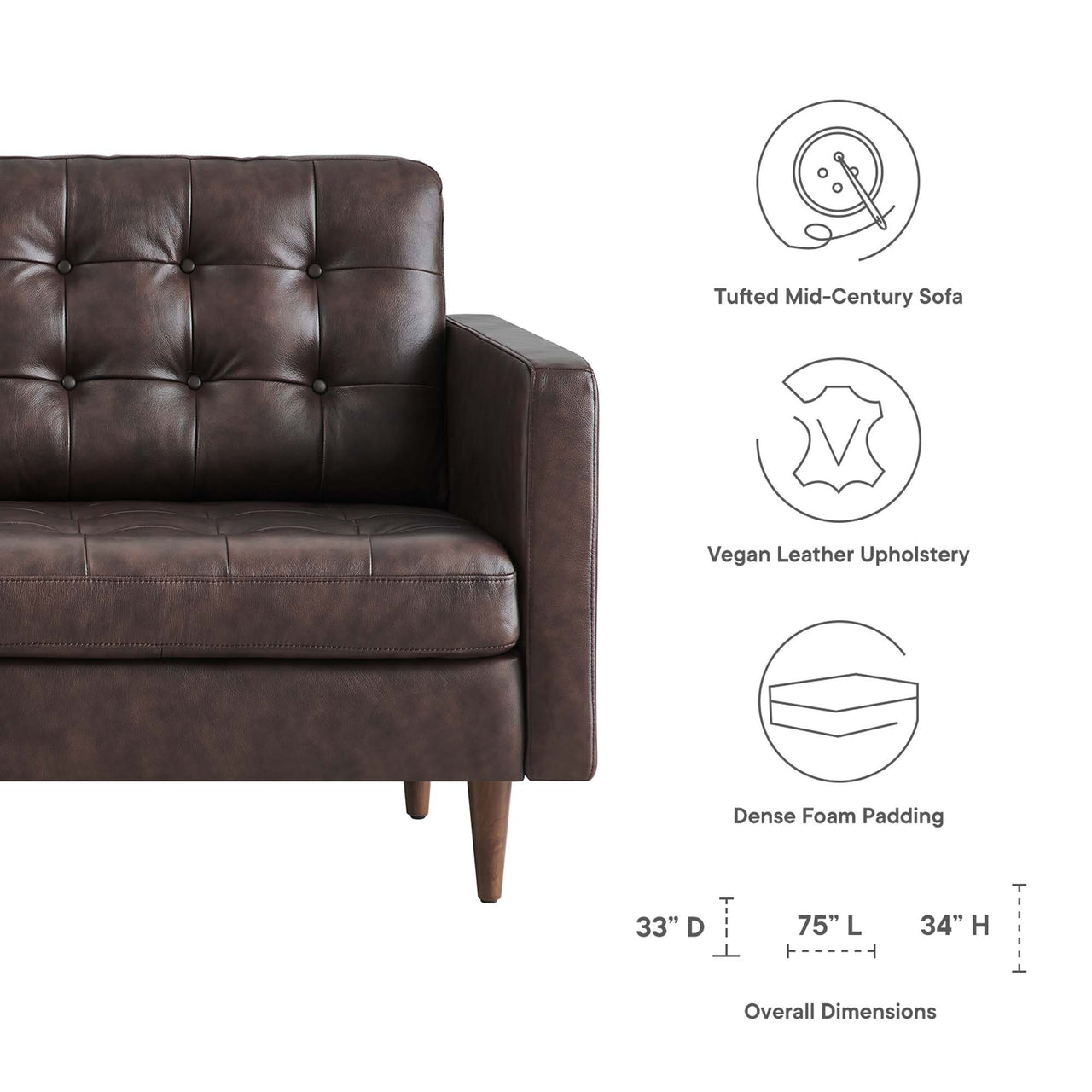 Lucera Leather Sofa, Brown