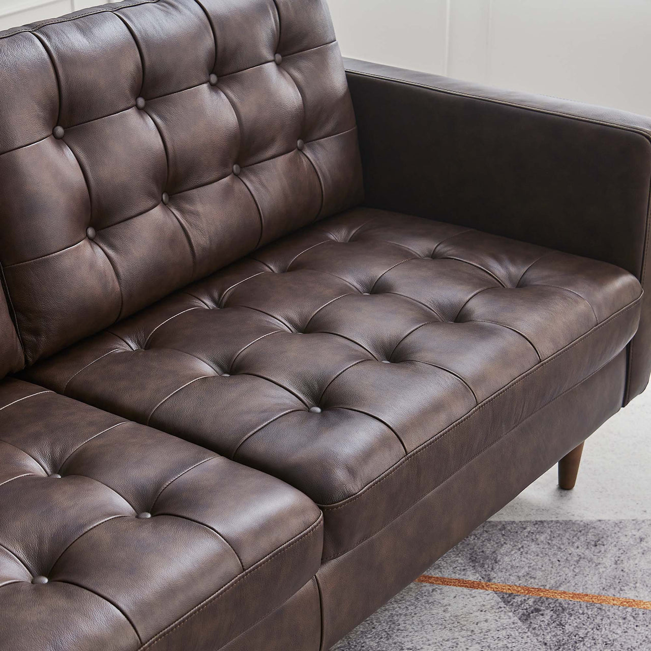Lucera Leather Sofa, Brown