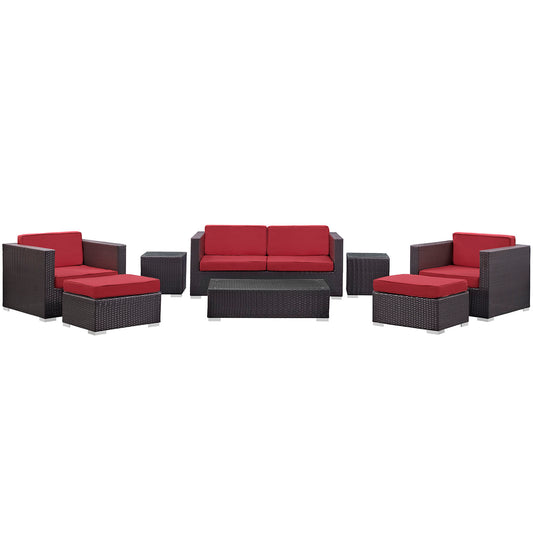 Nirvana 8-Piece Alfresco Lounging Set, Espresso & Red