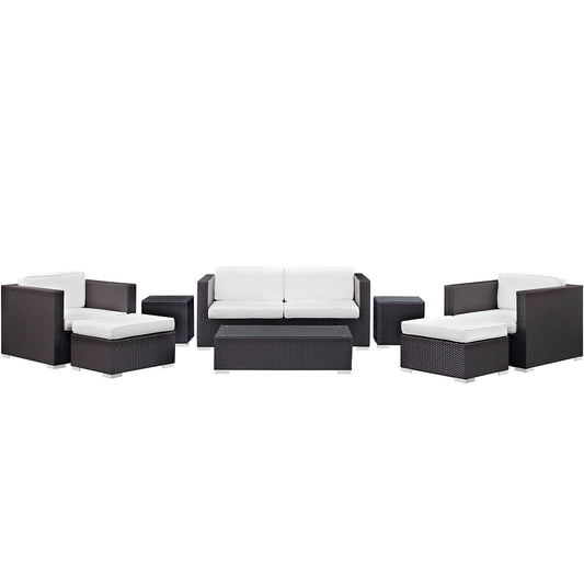 Nirvana 8-Piece Alfresco Lounging Set, Espresso & White