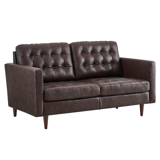 Lucera Leather Loveseat, Brown