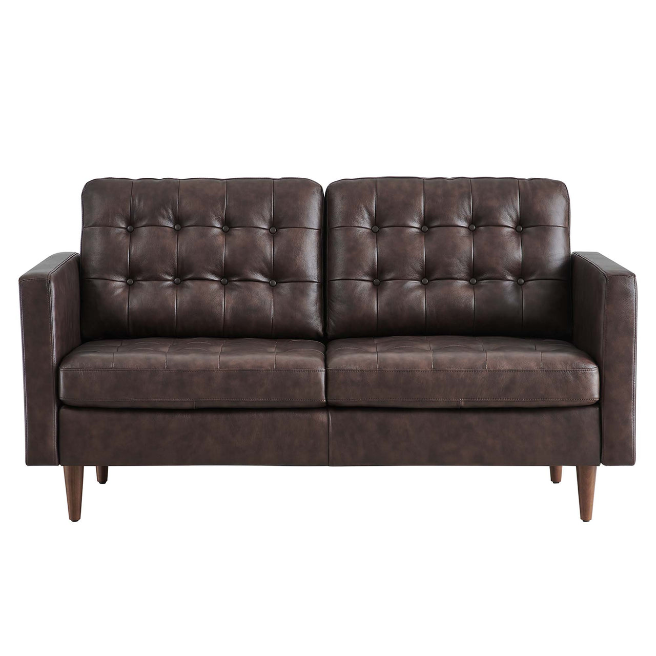 Lucera Leather Loveseat, Brown