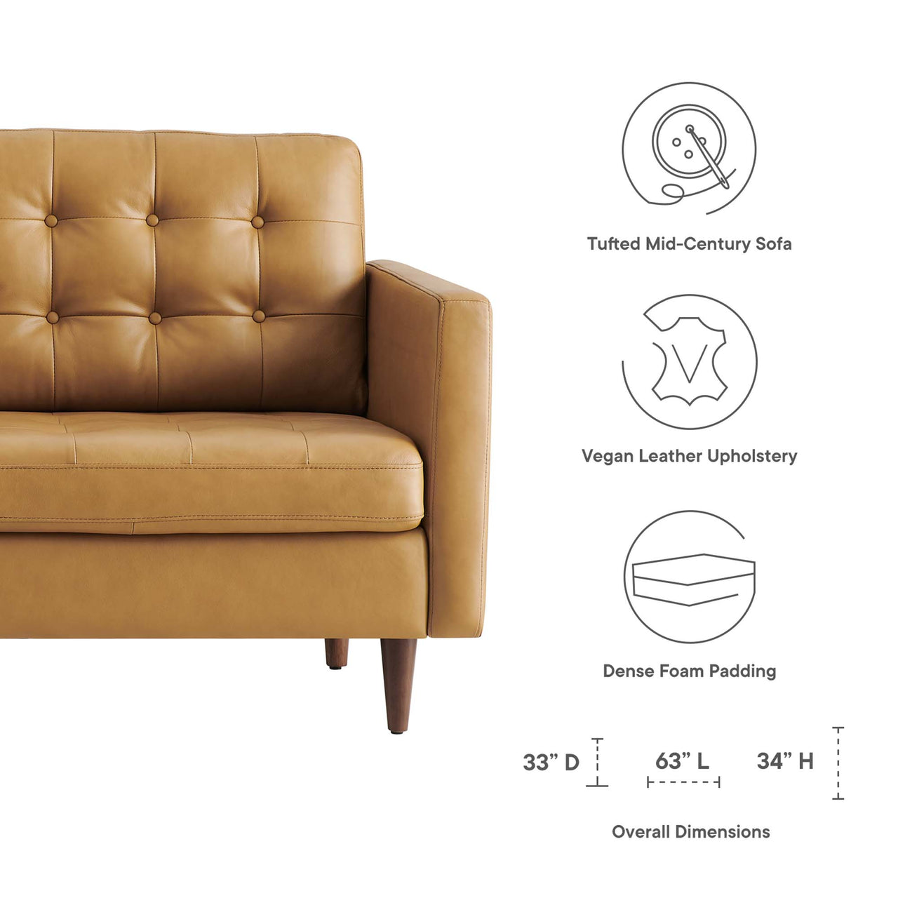 Lucera Leather Loveseat, Tan