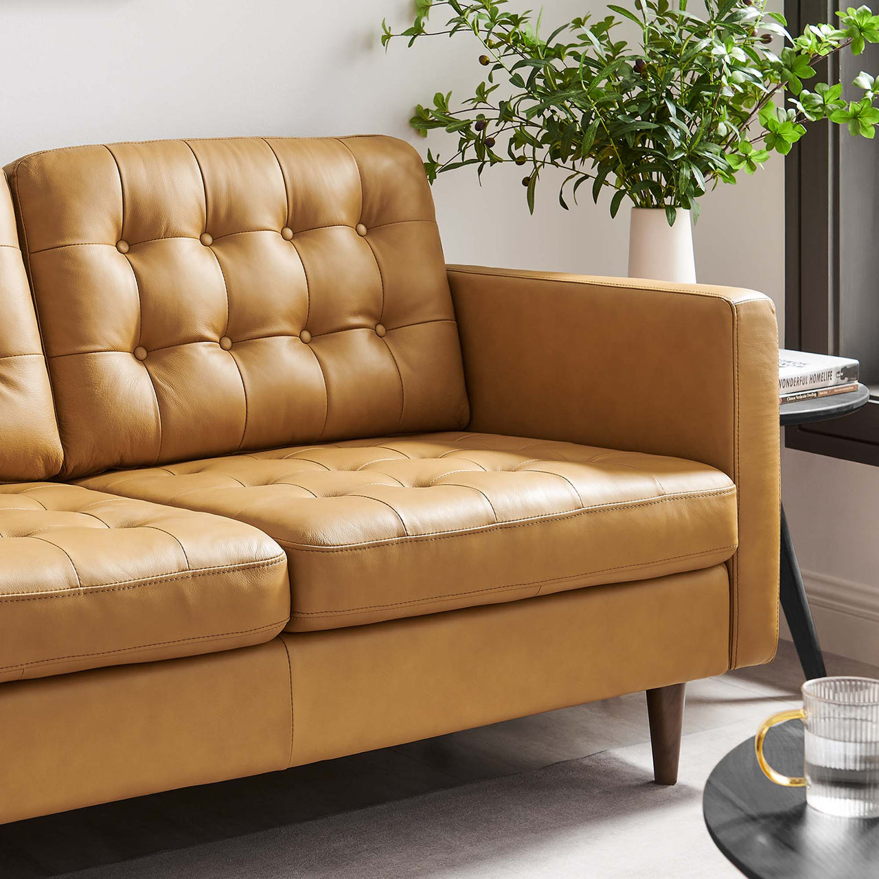 Lucera Leather Loveseat, Tan