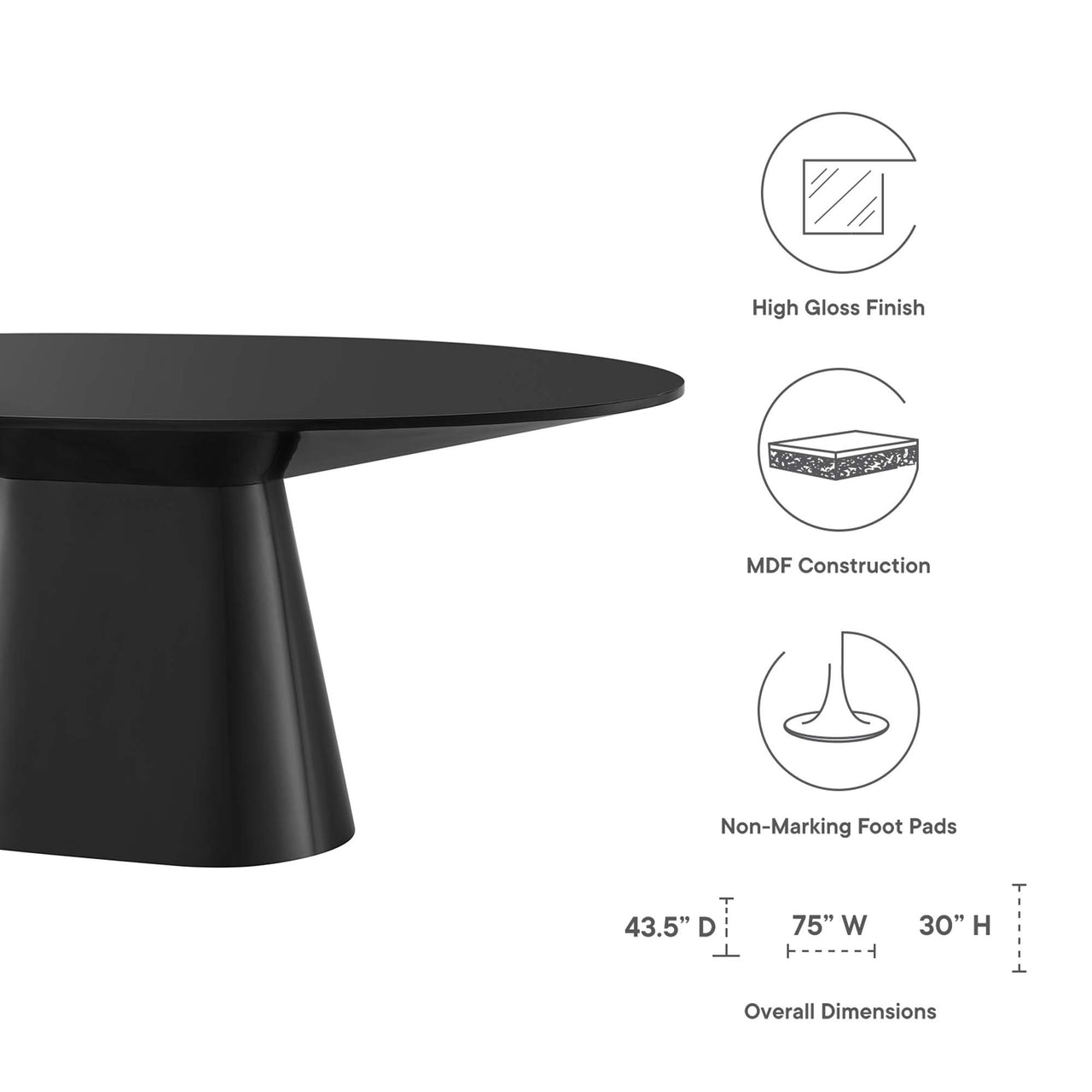 Oblique Round Dining Table, Black