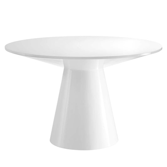 Oblique Round Dining Table, White