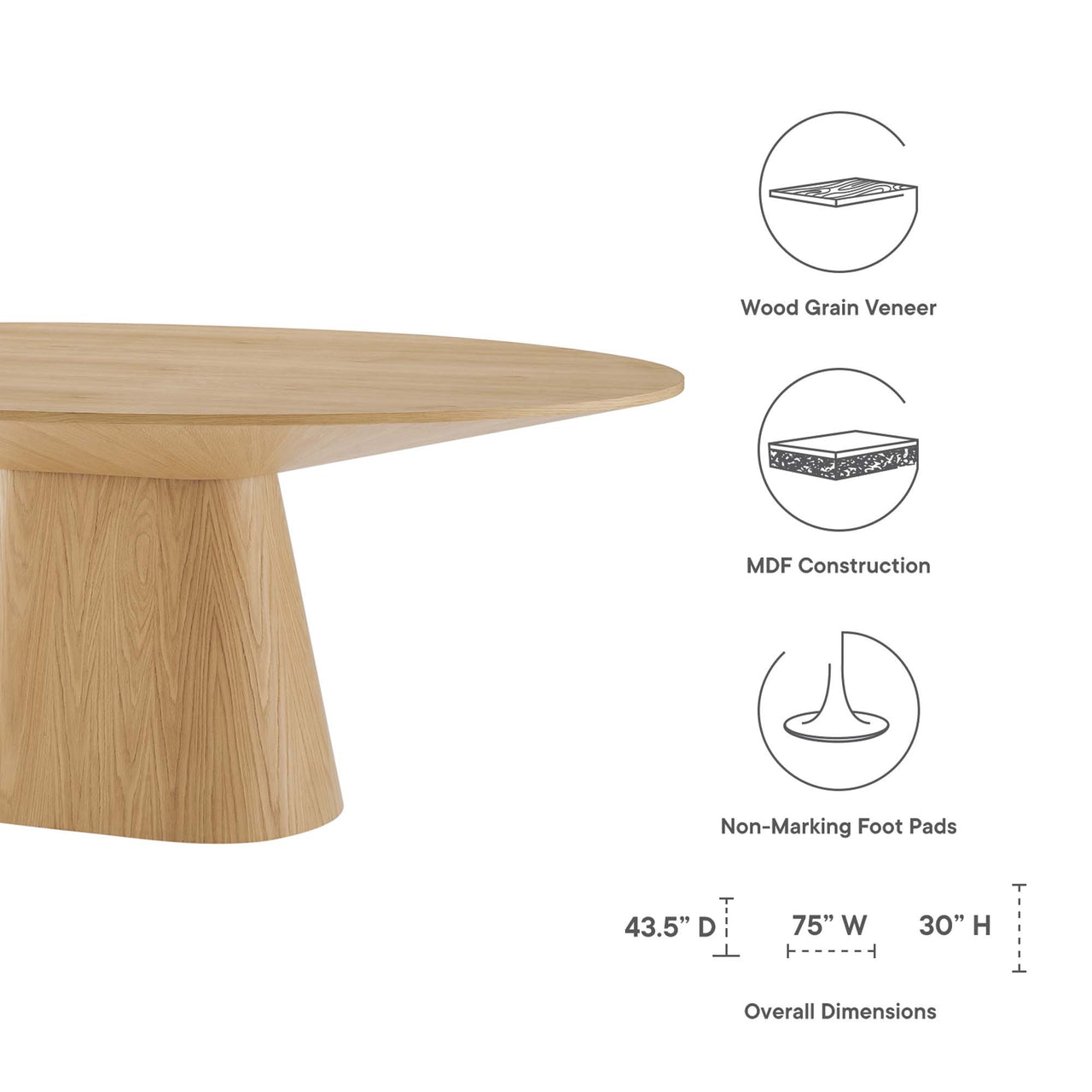 Oblique Round Dining Table, Oak