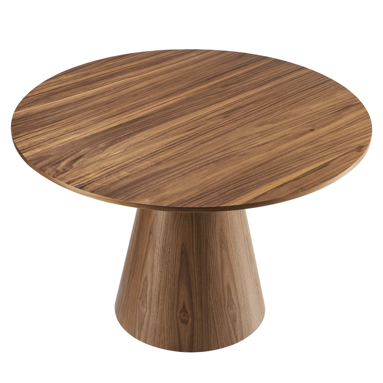 Oblique Round Dining Table, Walnut