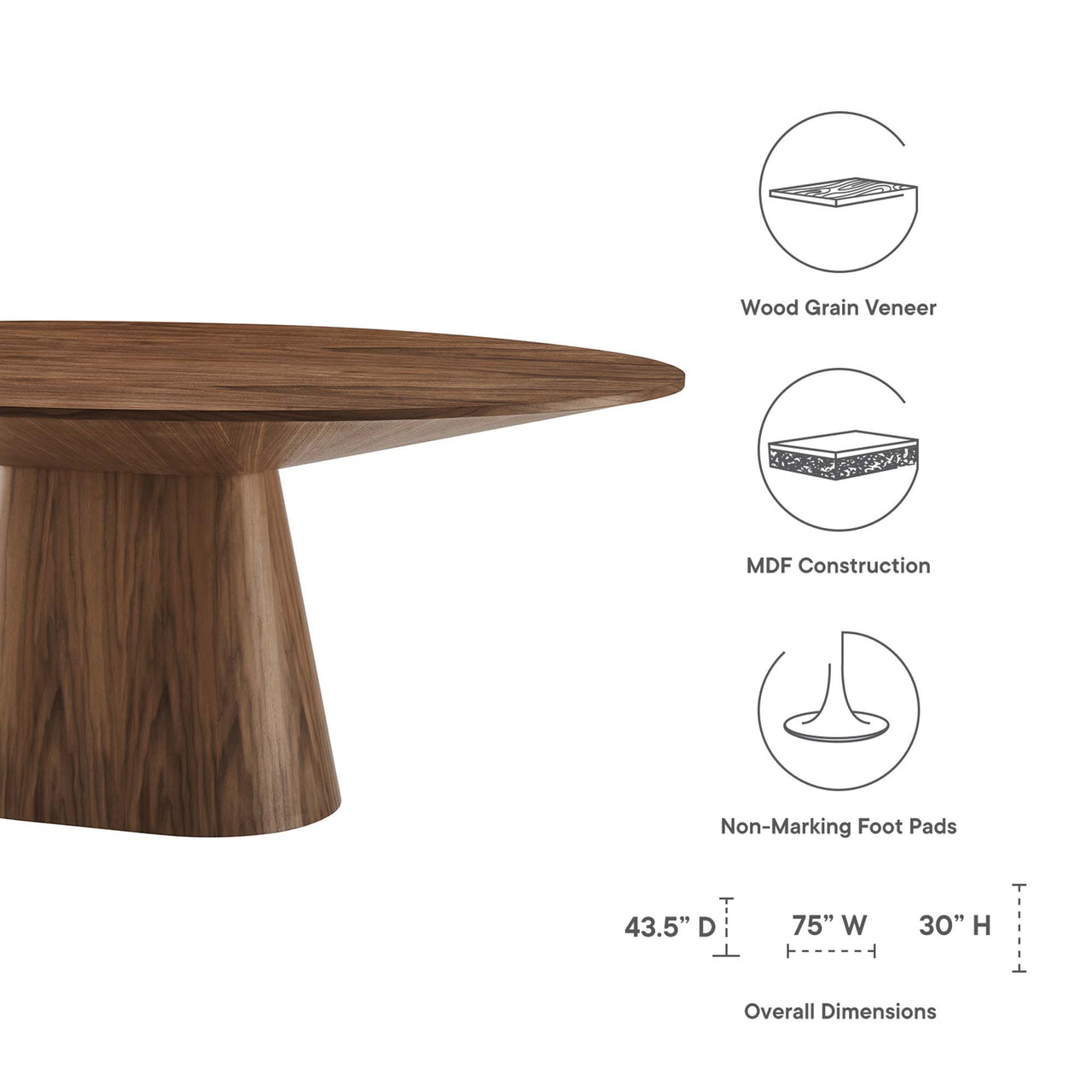 Oblique Round Dining Table, Walnut