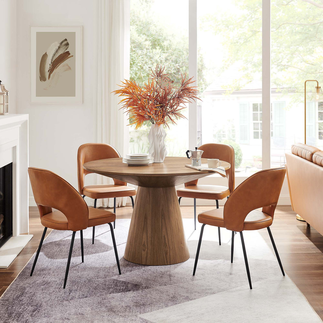 Oblique Round Dining Table, Walnut